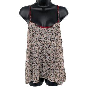 Eyelash Babydoll Top Women Size XL Daisy Floral Cottagecore Sheer Whimsical Y2K